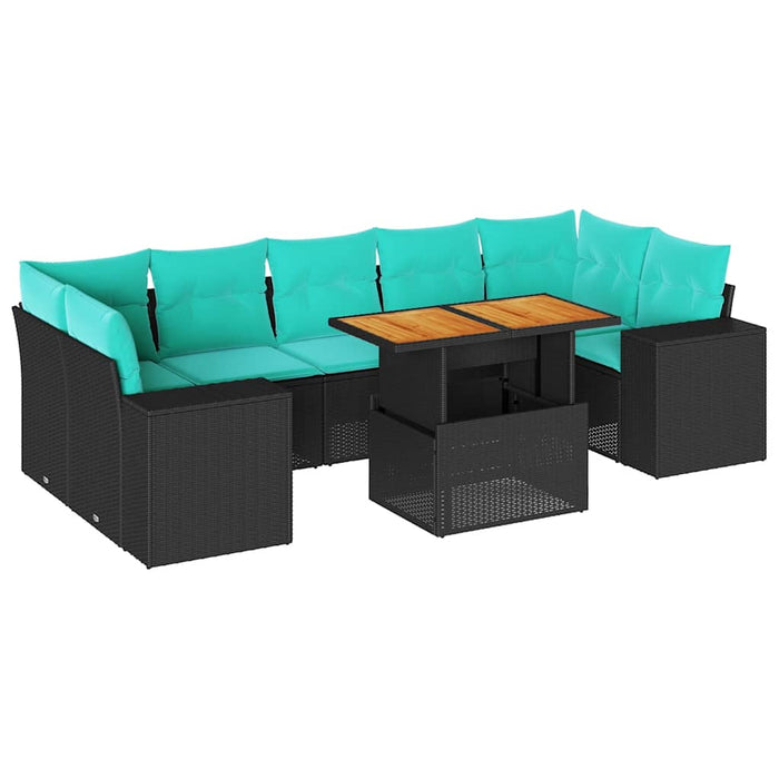 Set mobilier de grădină cu perne, 8 piese, negru, poliratan - WALTI WALTI