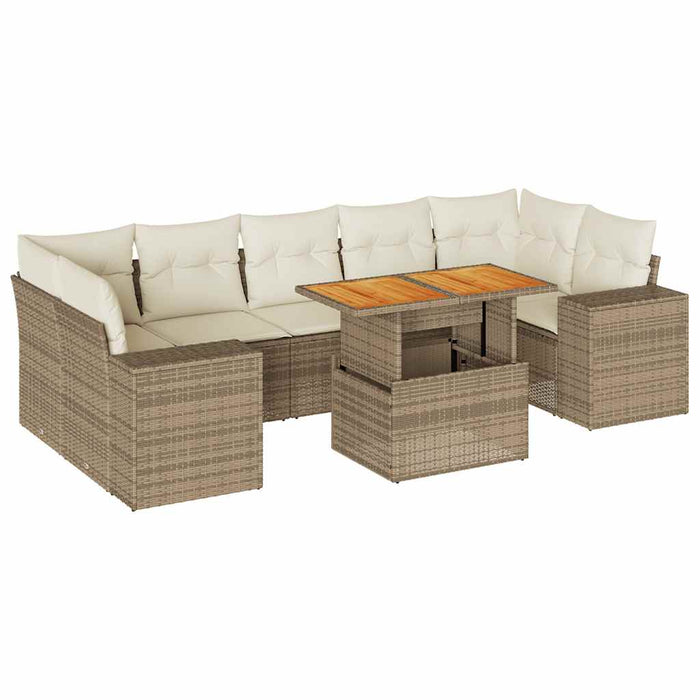 Set canapele de grădină, 8 piese, cu perne, bej, poliratan - WALTI WALTI