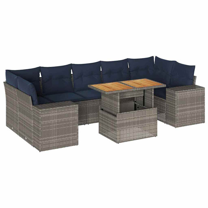 Set canapele de grădină cu perne, 8 piese, gri, poliratan WALTI