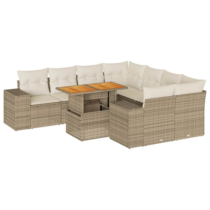 Set canapele de grădină, 9 piese, cu perne, bej, poliratan - WALTI WALTI