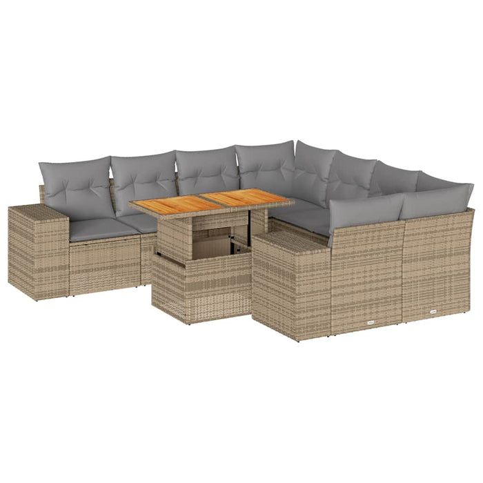 Set canapele de grădină, 9 piese, cu perne, bej, poliratan - WALTI WALTI