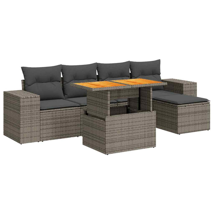 Set mobilier grădină cu perne, 6 piese, gri, poliratan - WALTI WALTI