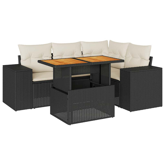 Set mobilier de grădină cu perne, 5 piese, negru, poliratan - WALTI WALTI