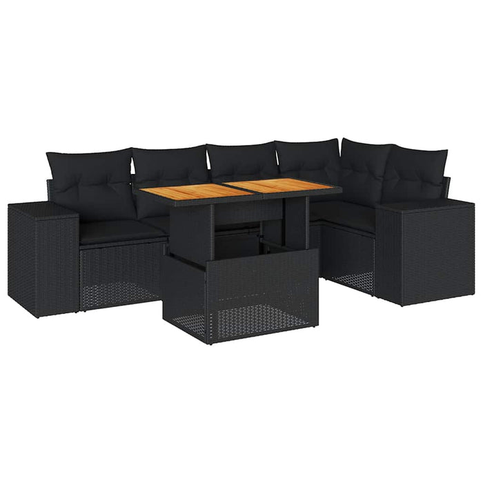 Set mobilier de grădină cu perne, 6 piese, negru, poliratan - WALTI WALTI