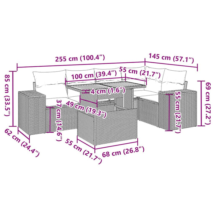 Set mobilier de grădină cu perne, 6 piese, negru, poliratan - WALTI WALTI