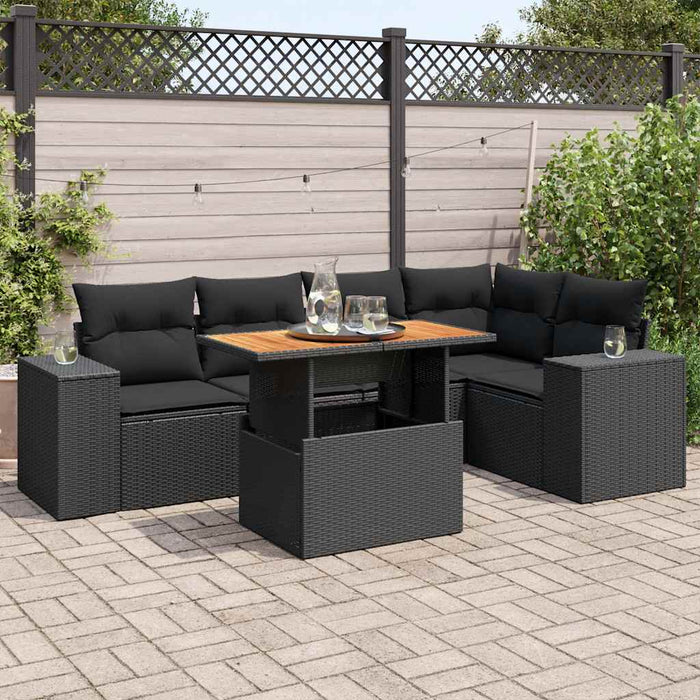 Set mobilier de grădină cu perne, 6 piese, negru, poliratan - WALTI WALTI