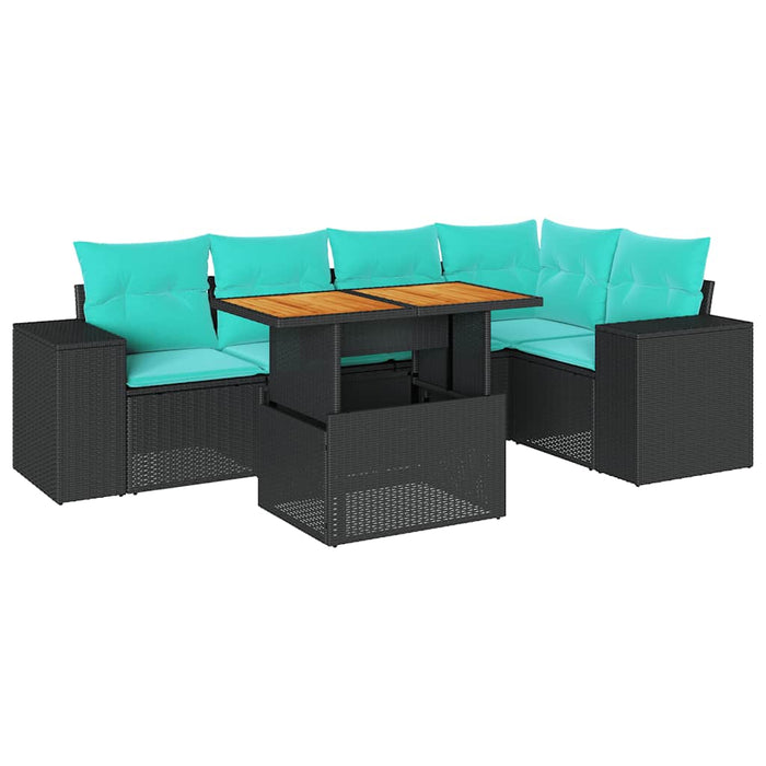 Set mobilier de grădină cu perne, 6 piese, negru, poliratan - WALTI WALTI