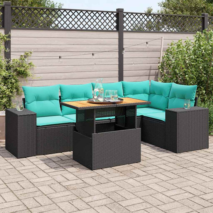 Set mobilier de grădină cu perne, 6 piese, negru, poliratan - WALTI WALTI
