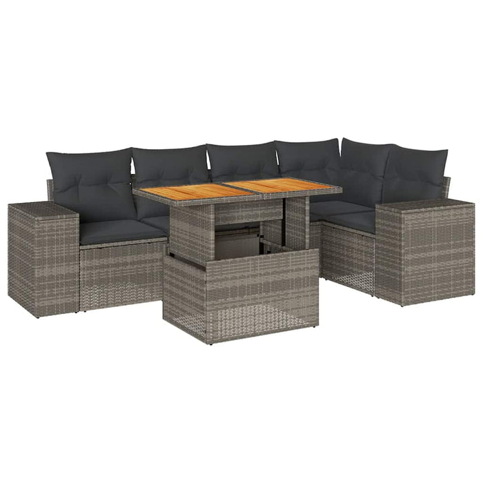 Set mobilier grădină cu perne, 6 piese, gri, poliratan - WALTI WALTI