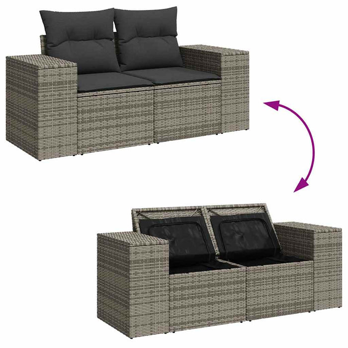 Set mobilier grădină cu perne, 6 piese, gri, poliratan - WALTI WALTI