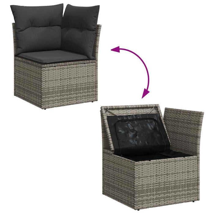 Set mobilier grădină cu perne, 6 piese, gri, poliratan - WALTI WALTI