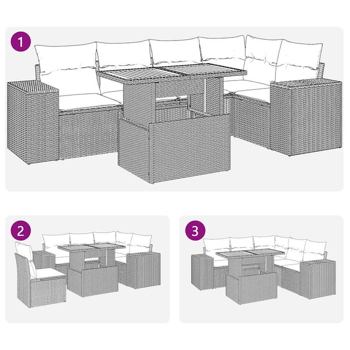 Set mobilier grădină cu perne, 6 piese, gri, poliratan - WALTI WALTI