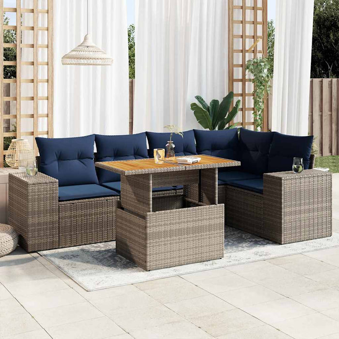 Set mobilier grădină cu perne, 6 piese, gri, poliratan - WALTI WALTI