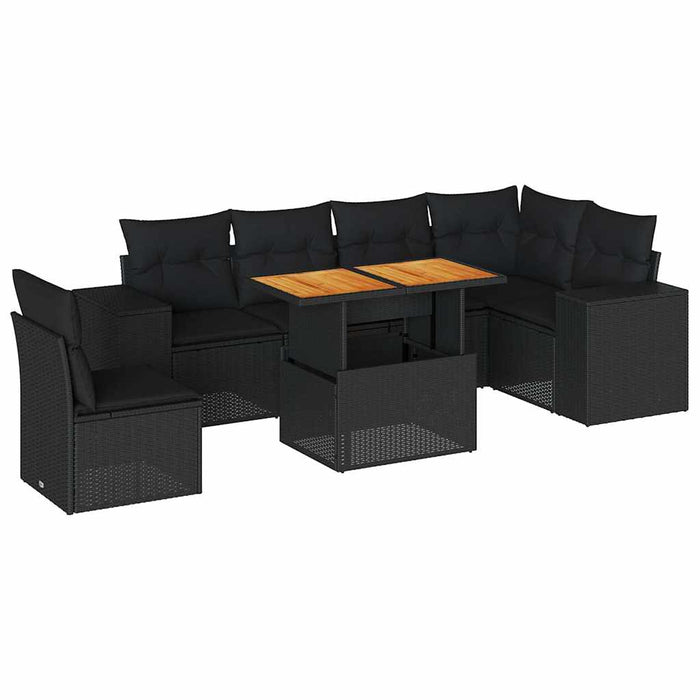 Set canapele de grădină cu perne, 7 piese, negru, poliratan - WALTI WALTI