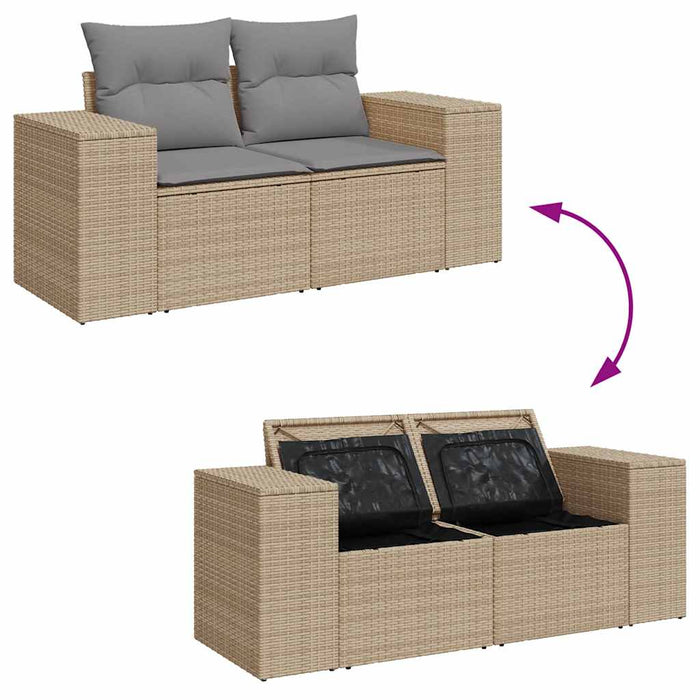 Set canapele de grădină, 7 piese, cu perne, bej, poliratan - WALTI WALTI