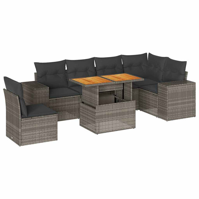 Set canapele de grădină, 7 piese, cu perne, gri, poliratan - WALTI WALTI