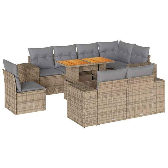 Set canapele de grădină, 9 piese, cu perne, bej, poliratan - WALTI WALTI