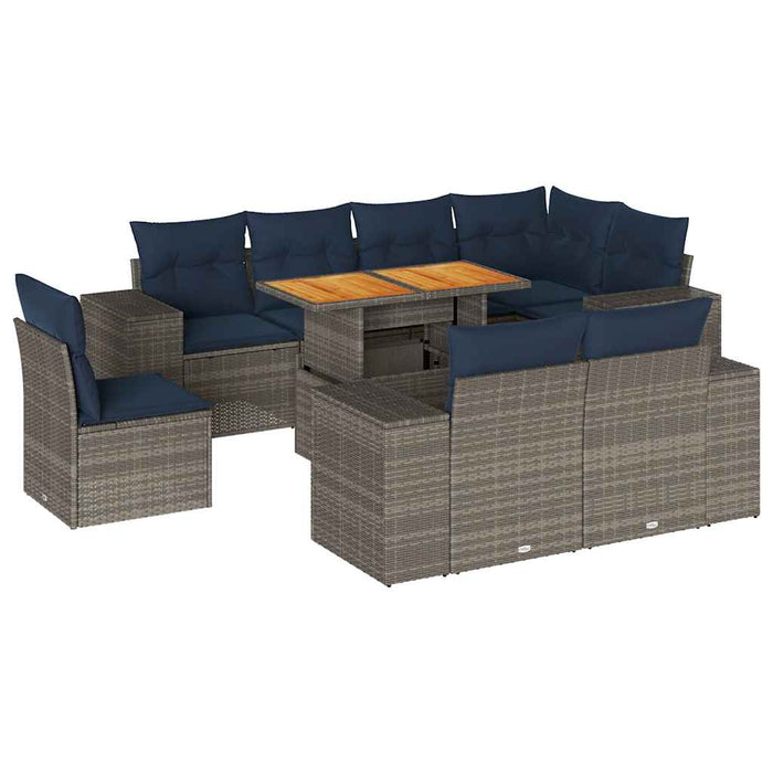 Set canapele de grădină, 9 piese, cu perne, gri, poliratan - WALTI WALTI