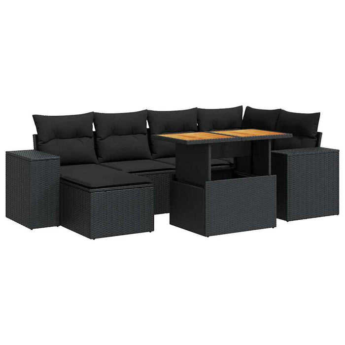 Set canapele de grădină cu perne, 7 piese, negru, poliratan - WALTI WALTI