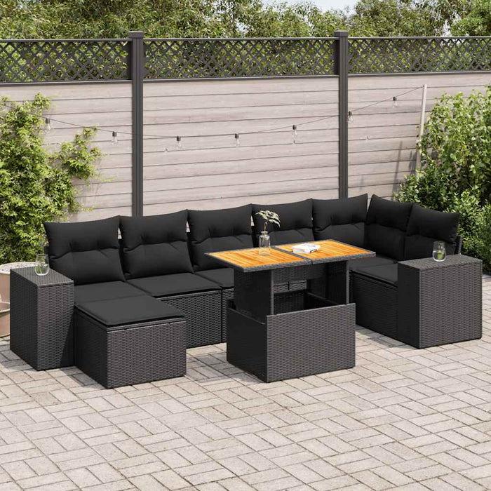 Set mobilier de grădină cu perne, 8 piese, negru, poliratan - WALTI WALTI