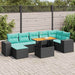 Set mobilier de grădină cu perne, 8 piese, negru, poliratan - WALTI WALTI