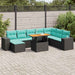 Set mobilier de grădină cu perne, 9 piese, negru, poliratan - WALTI WALTI