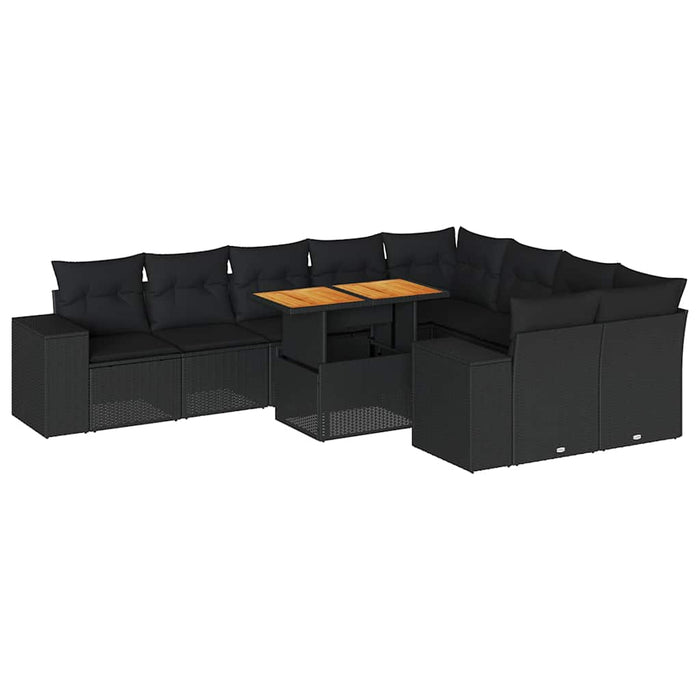 Set canapele de grădină cu perne, 10 piese, negru, poliratan - WALTI WALTI