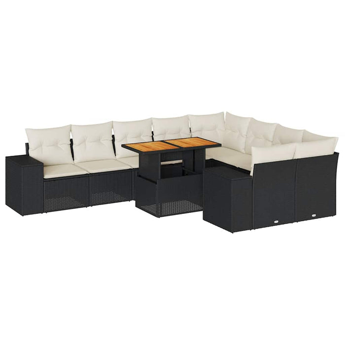 Set canapele de grădină cu perne, 10 piese, negru, poliratan - WALTI WALTI