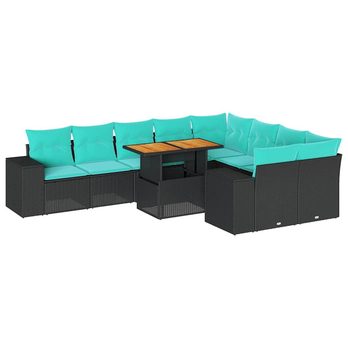 Set canapele de grădină cu perne, 10 piese, negru, poliratan - WALTI WALTI