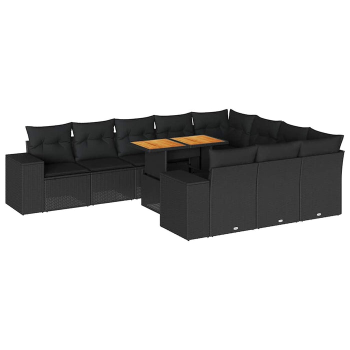 Set canapele de grădină cu perne, 10 piese, negru, poliratan - WALTI WALTI