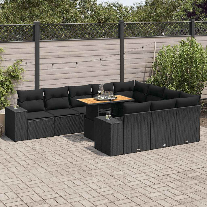 Set canapele de grădină cu perne, 10 piese, negru, poliratan - WALTI WALTI