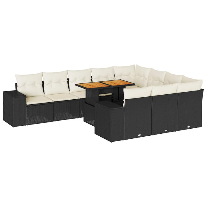 Set canapele de grădină cu perne, 10 piese, negru, poliratan - WALTI WALTI