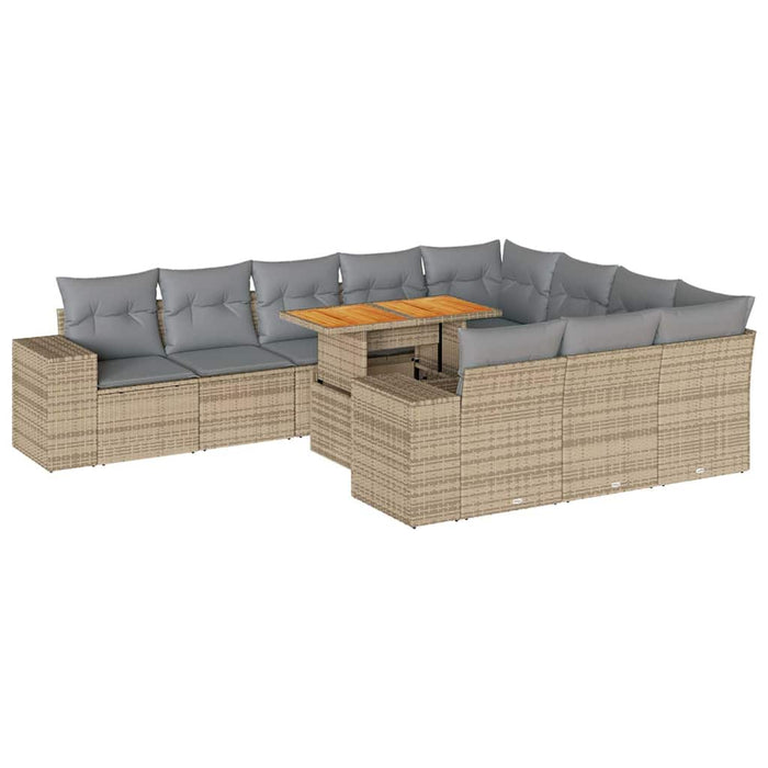 Set canapele de grădină cu perne, 10 piese, bej, poliratan - WALTI WALTI