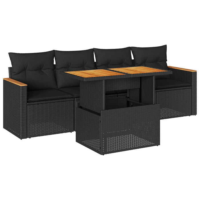 Set mobilier de grădină cu perne, 5 piese,poliratan/lemn acacia - WALTI WALTI