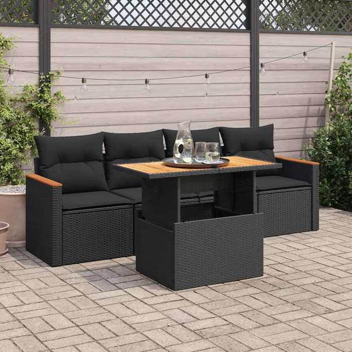 Set mobilier de grădină cu perne, 5 piese,poliratan/lemn acacia - WALTI WALTI