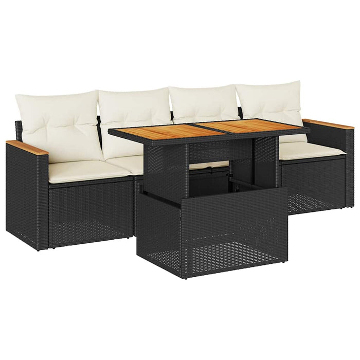 Set mobilier de grădină cu perne, 5 piese,poliratan/lemn acacia - WALTI WALTI