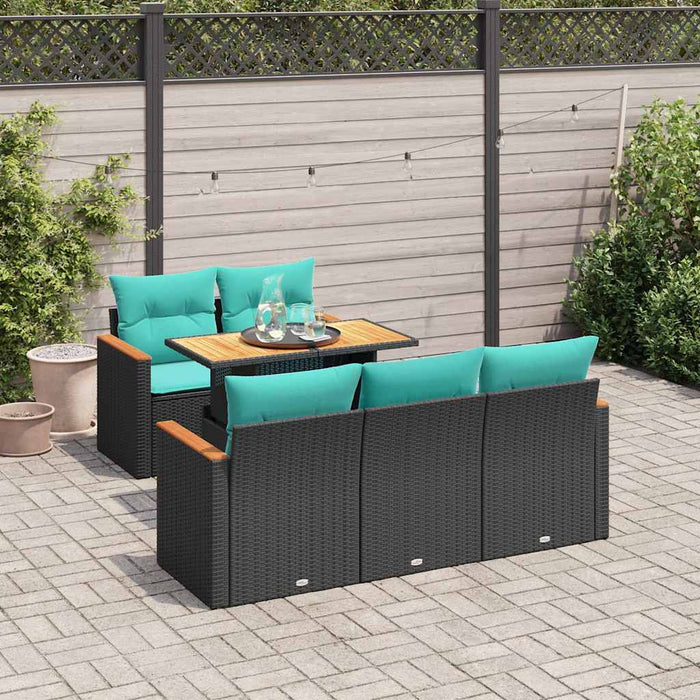 Set mobilier de grădină cu perne, 6 piese, negru, poliratan - WALTI WALTI