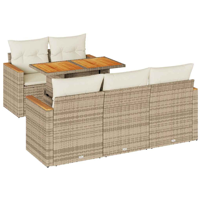 Set canapele grădină cu perne 6 piese bej poliratan/lemn acacia WALTI