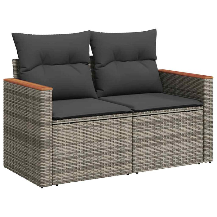 Set mobilier grădină cu perne 6 piese gri poliratan/lemn acacia - WALTI WALTI