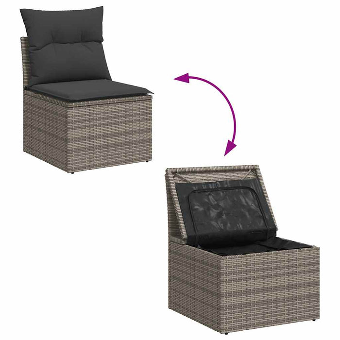 Set mobilier grădină cu perne 6 piese gri poliratan/lemn acacia - WALTI WALTI