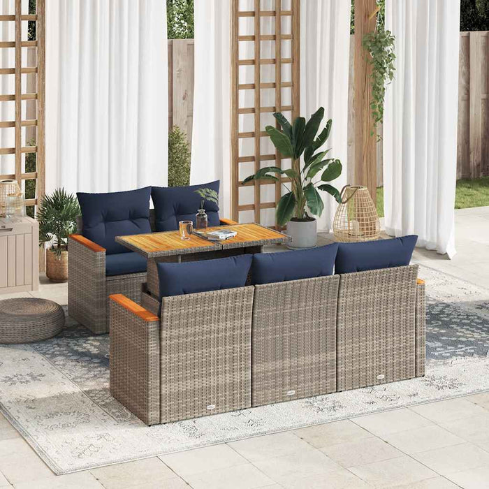 Set mobilier grădină cu perne, 6 piese, gri, poliratan - WALTI WALTI
