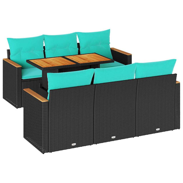 Set canapele de grădină cu perne, 7 piese, negru, poliratan - WALTI WALTI