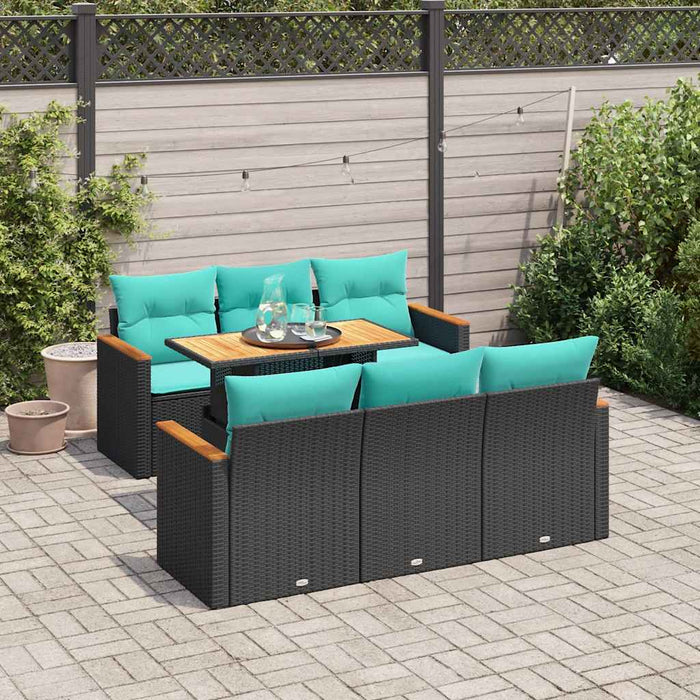 Set canapele de grădină cu perne, 7 piese, negru, poliratan - WALTI WALTI