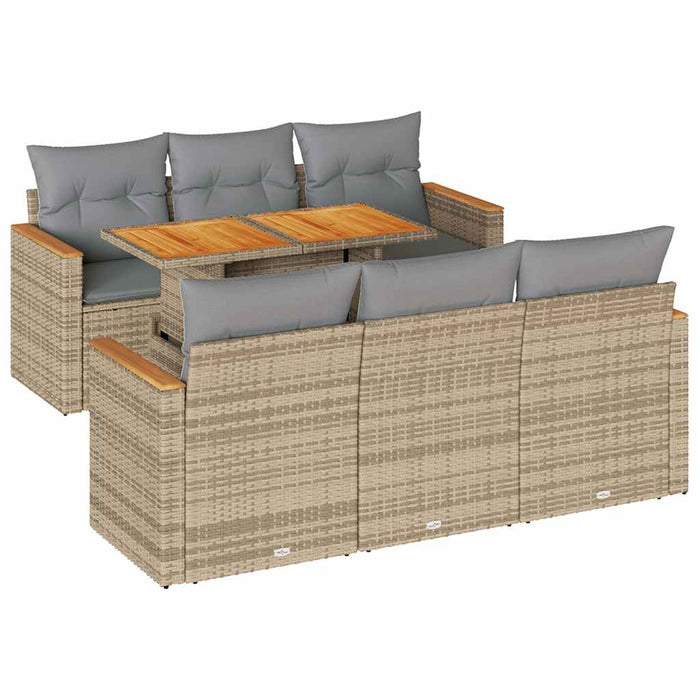 Set canapele grădină cu perne 7 piese bej poliratan/lemn acacia - WALTI WALTI