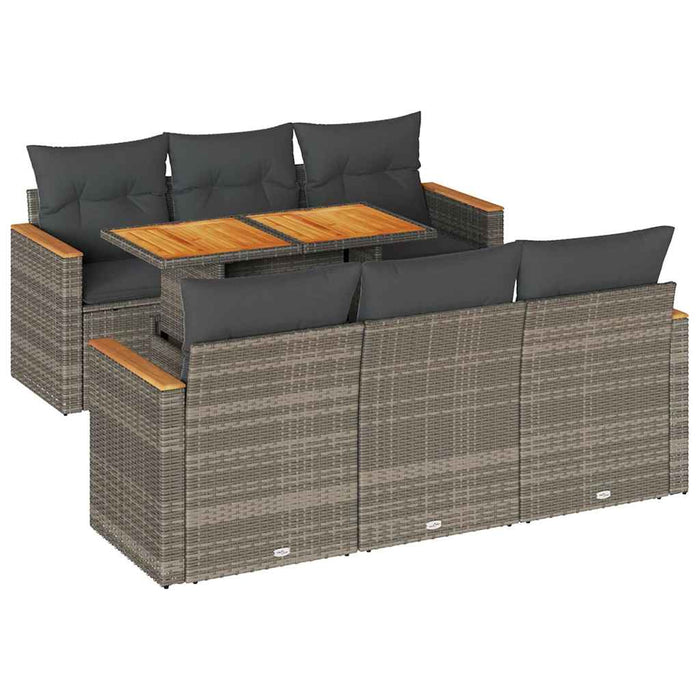 Set canapele grădină cu perne 7 piese gri poliratan/lemn acacia - WALTI WALTI