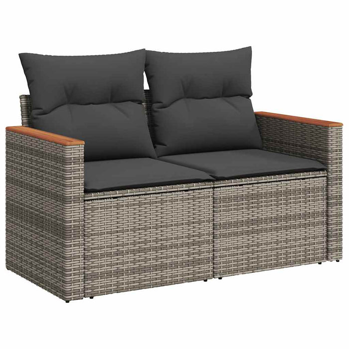 Set canapele grădină cu perne 7 piese gri poliratan/lemn acacia - WALTI WALTI