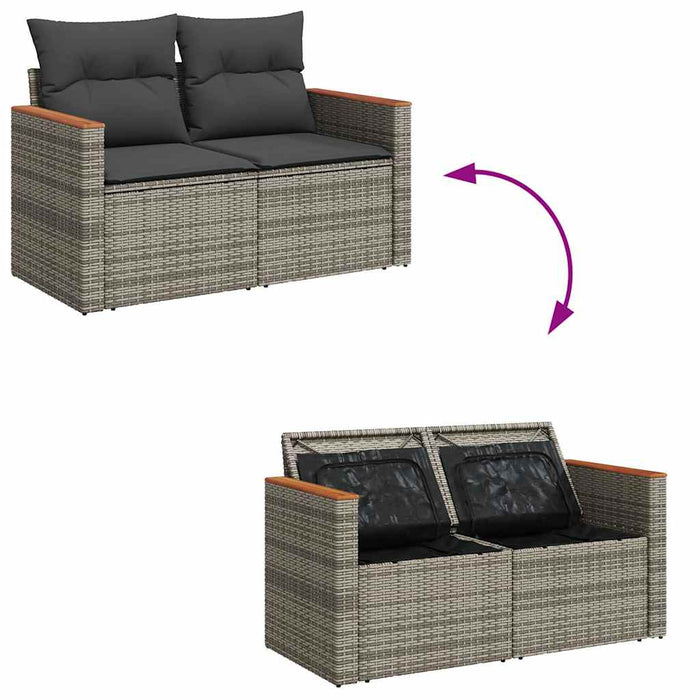 Set canapele grădină cu perne 7 piese gri poliratan/lemn acacia - WALTI WALTI