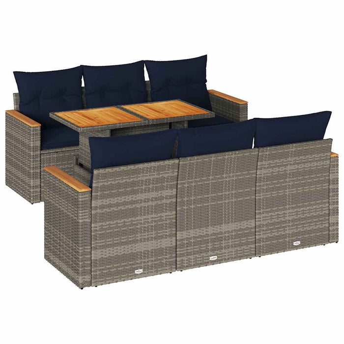 Set canapele de grădină, 7 piese, cu perne, gri, poliratan - WALTI WALTI