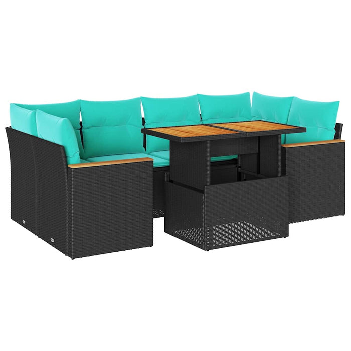 Set canapele de grădină cu perne, 7 piese, negru, poliratan - WALTI WALTI