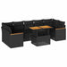 Set mobilier grădină perne 8 piese negru, poliratan/lemn acacia - WALTI WALTI